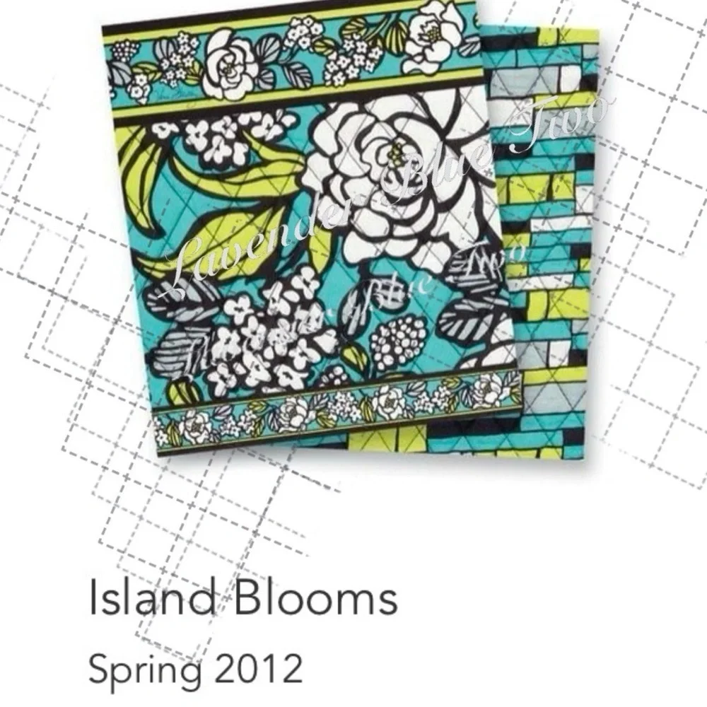 VERA BRADLEY Island Blooms 2012 Tech Case Black Turquoise Green Hawaiian Y2K